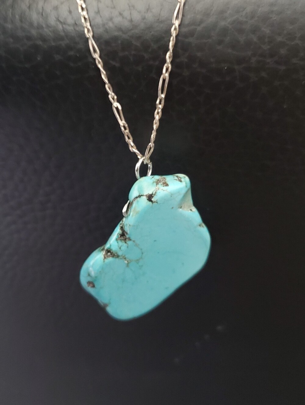 Turquoise Stone Pendant Necklace - Blue Turquoise Jewelry